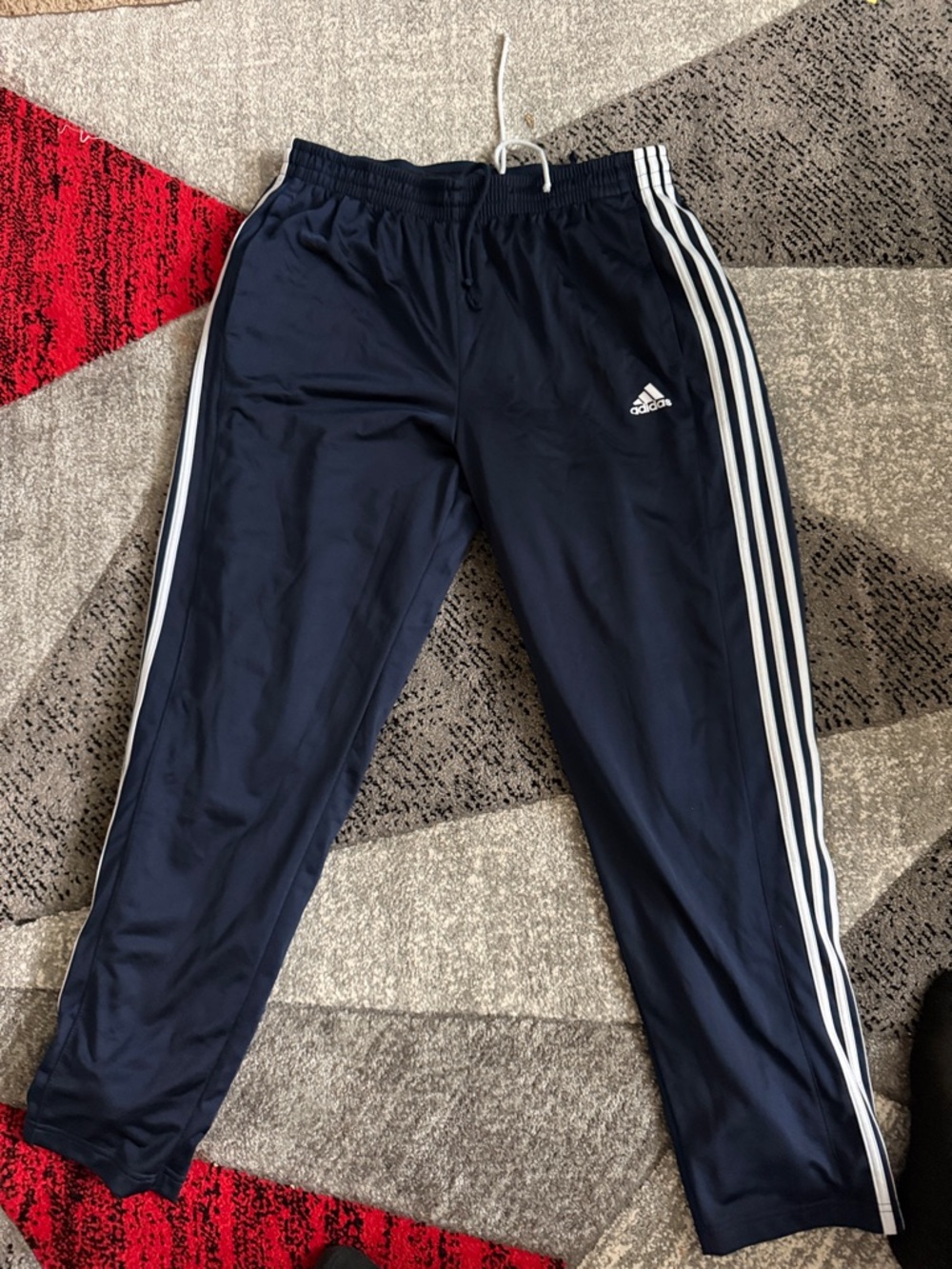 adidas Navy Blue Kids Track Joggers with White Three Stripes